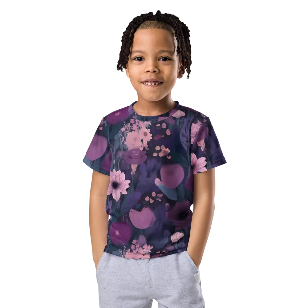 Afterdark Florals on Kids Crew Neck T-Shirt — Front
