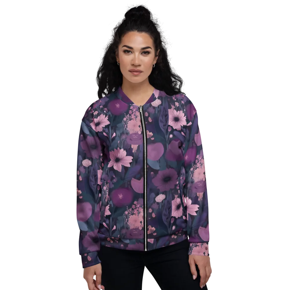 Afterdark Florals on Bomber Jacket — Front