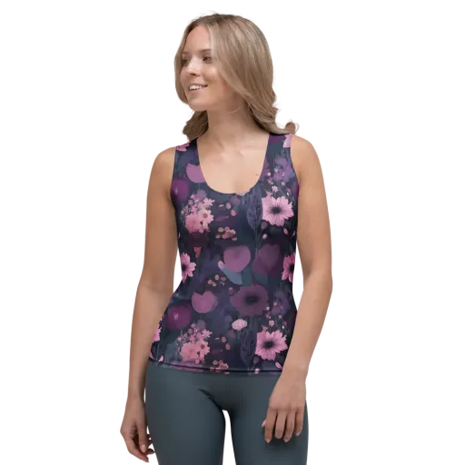 Afterdark Florals on a Women's Tank Top