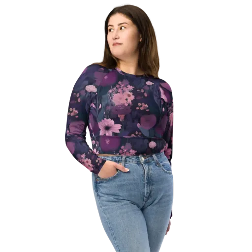 Afterdark Florals on a Long Sleeve Crop Top