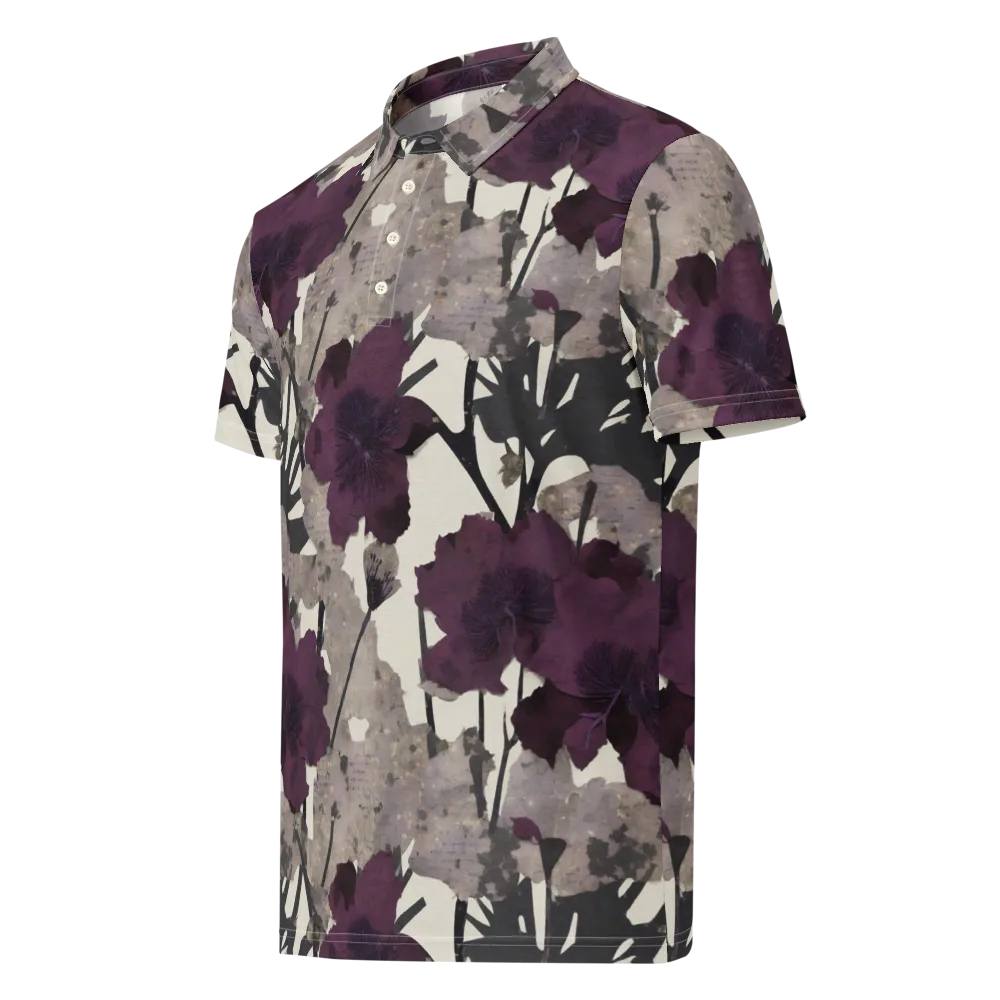 Midnight Clematis on Men's Slim Fit Polo Shirt — Left Front