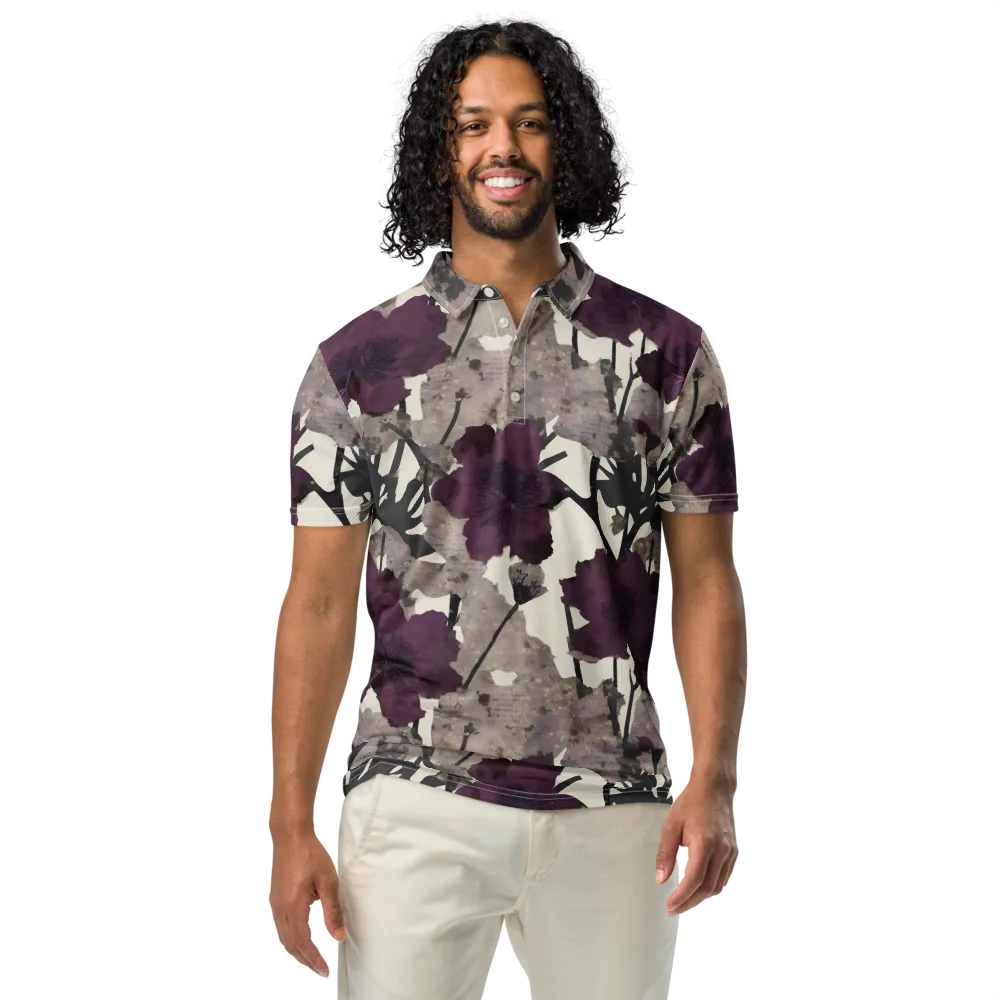 Midnight Clematis on Men's Slim Fit Polo Shirt — Front