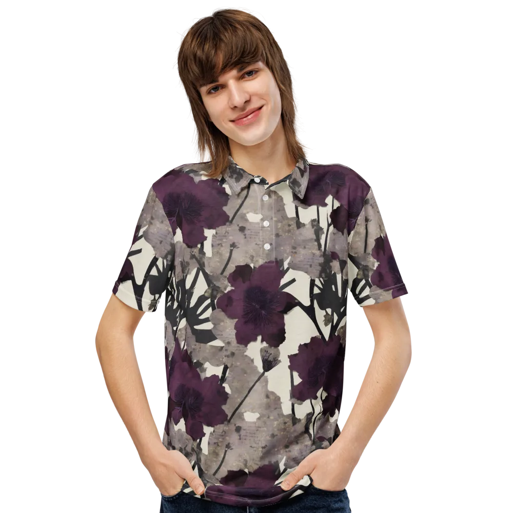 Midnight Clematis on Men's Slim Fit Polo Shirt — Front