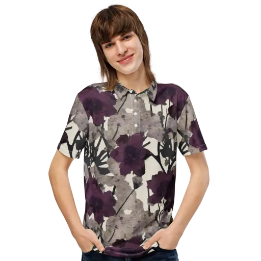 Midnight Clematis on a Men's Slim Fit Polo Shirt