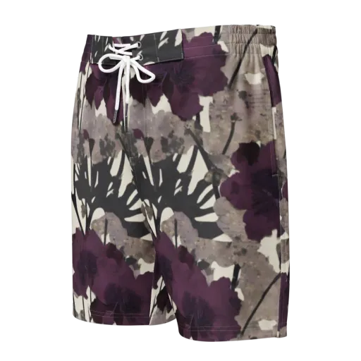Midnight Clematis on a Men's Board Shorts