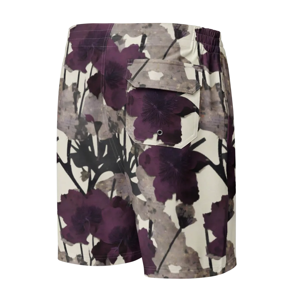 Midnight Clematis on Men's Board Shorts — Back