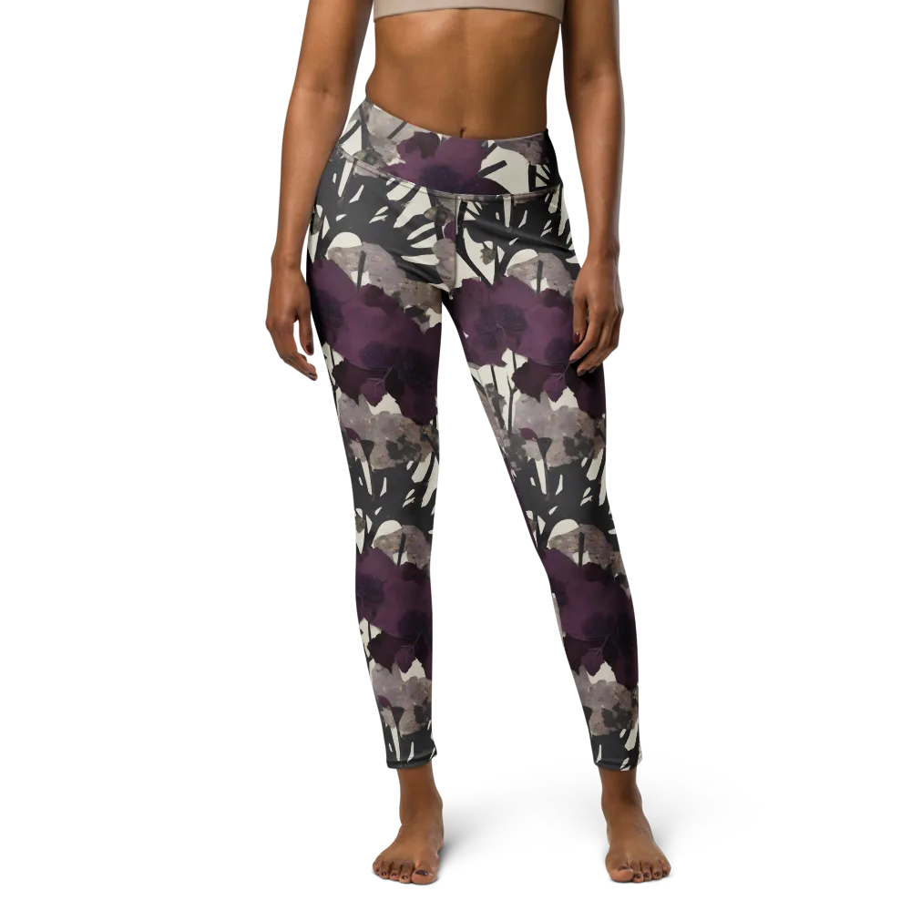 Midnight Clematis on Yoga Leggings — Front