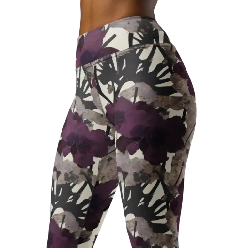 Midnight Clematis on a Yoga Leggings