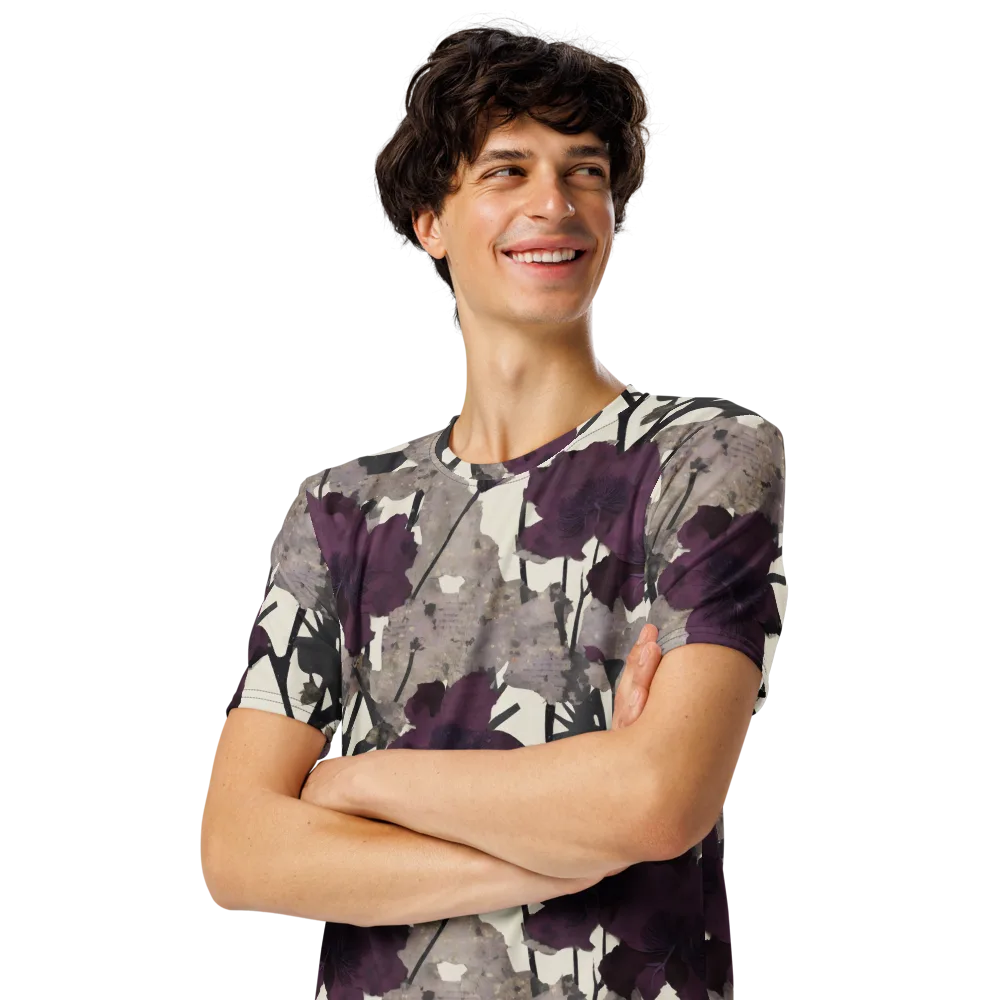 Midnight Clematis on Men's Crew Neck T-Shirt — Left Front