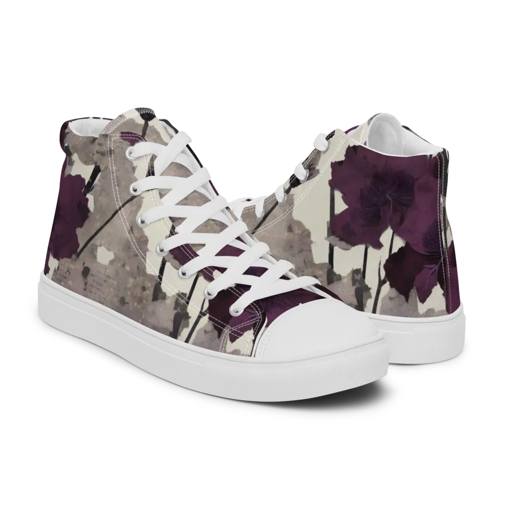 Midnight Clematis on Men's High Top Canvas Shoes — Right