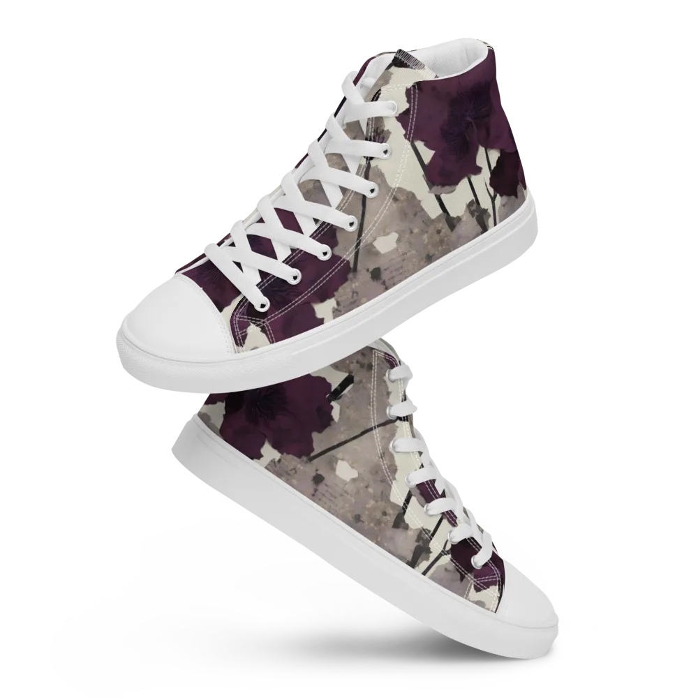 Midnight Clematis on Men's High Top Canvas Shoes — Front