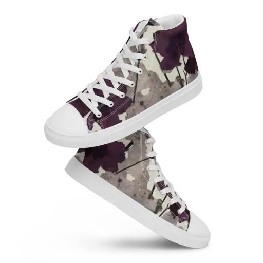 Midnight Clematis on a Men's High Top Canvas Shoes