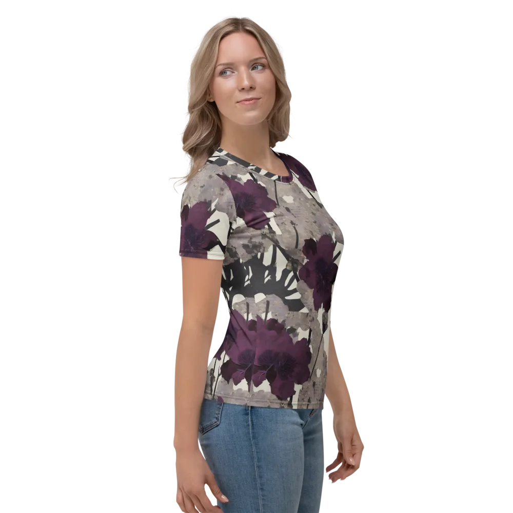 Midnight Clematis on Women's Crew Neck T-Shirt — Right