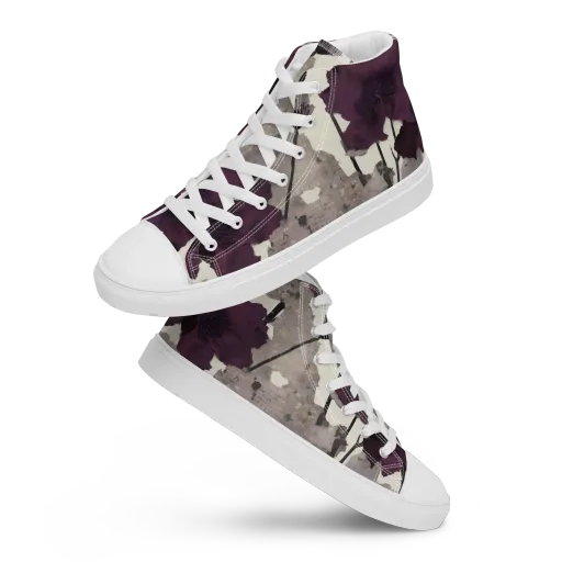 Midnight Clematis on a Women's High Top Canvas Shoes