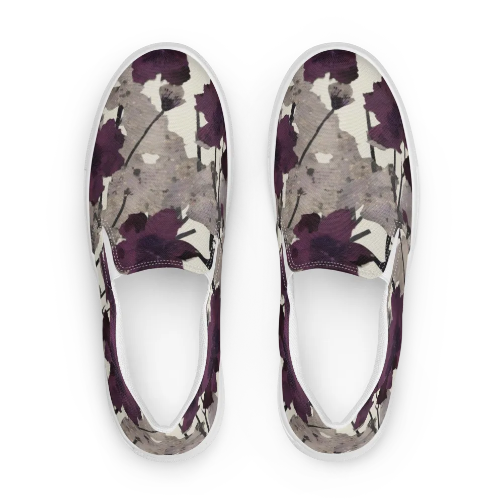 Midnight Clematis on Men's Slip-On Canvas Shoes — Front