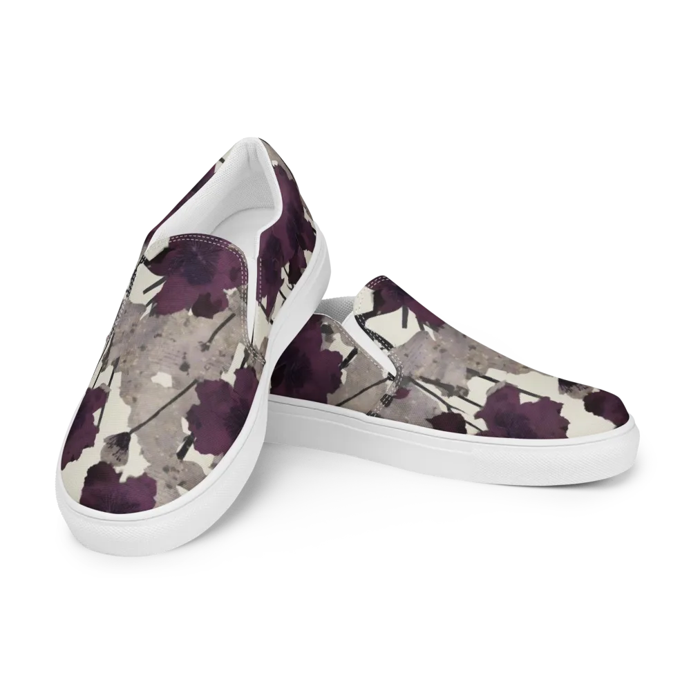 Midnight Clematis on Men's Slip-On Canvas Shoes — Left Front