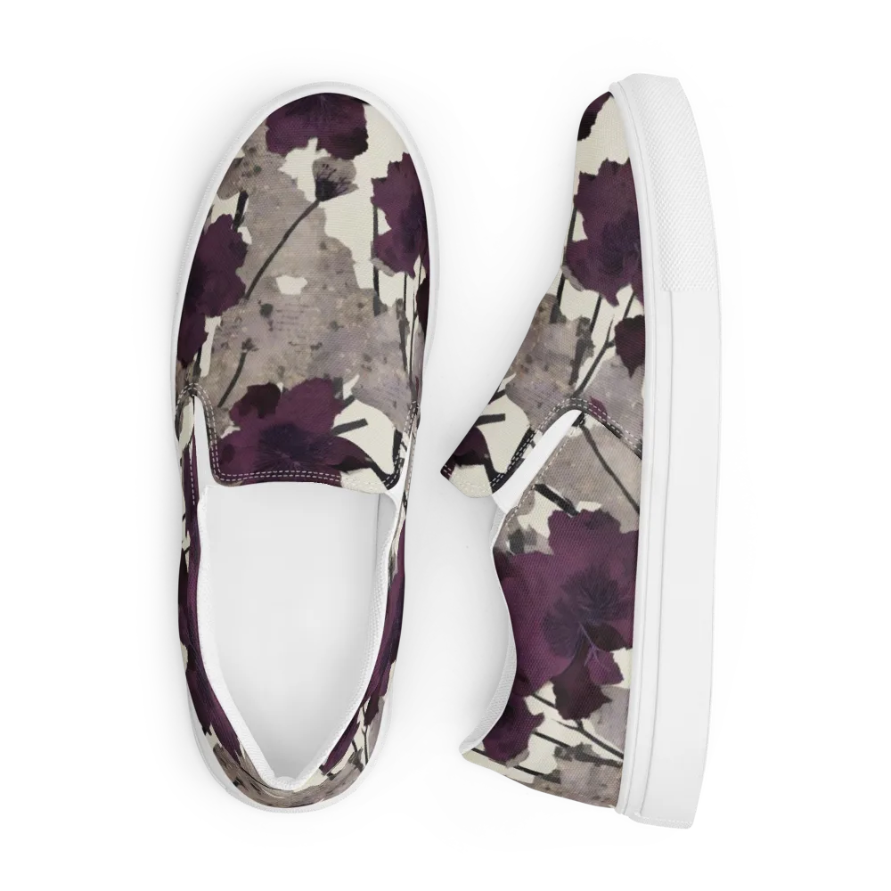 Midnight Clematis on Men's Slip-On Canvas Shoes — Front