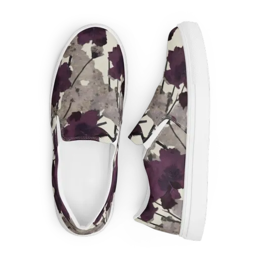 Midnight Clematis on a Men's Slip-On Canvas Shoes