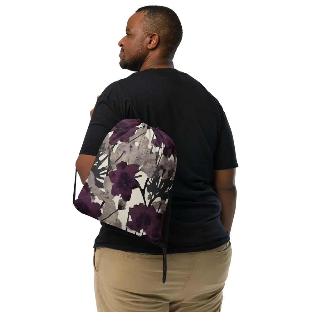 Midnight Clematis on Drawstring Bag — Front