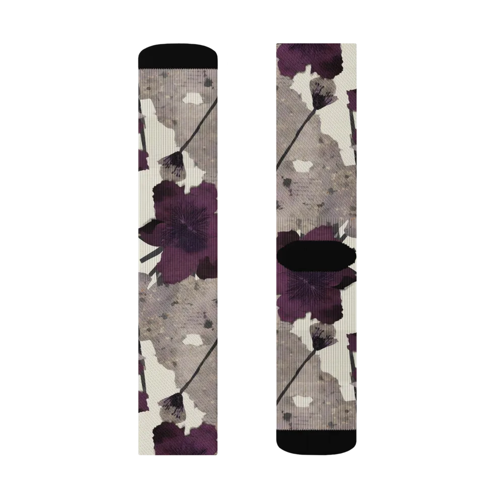 Midnight Clematis on Socks — Left Sock