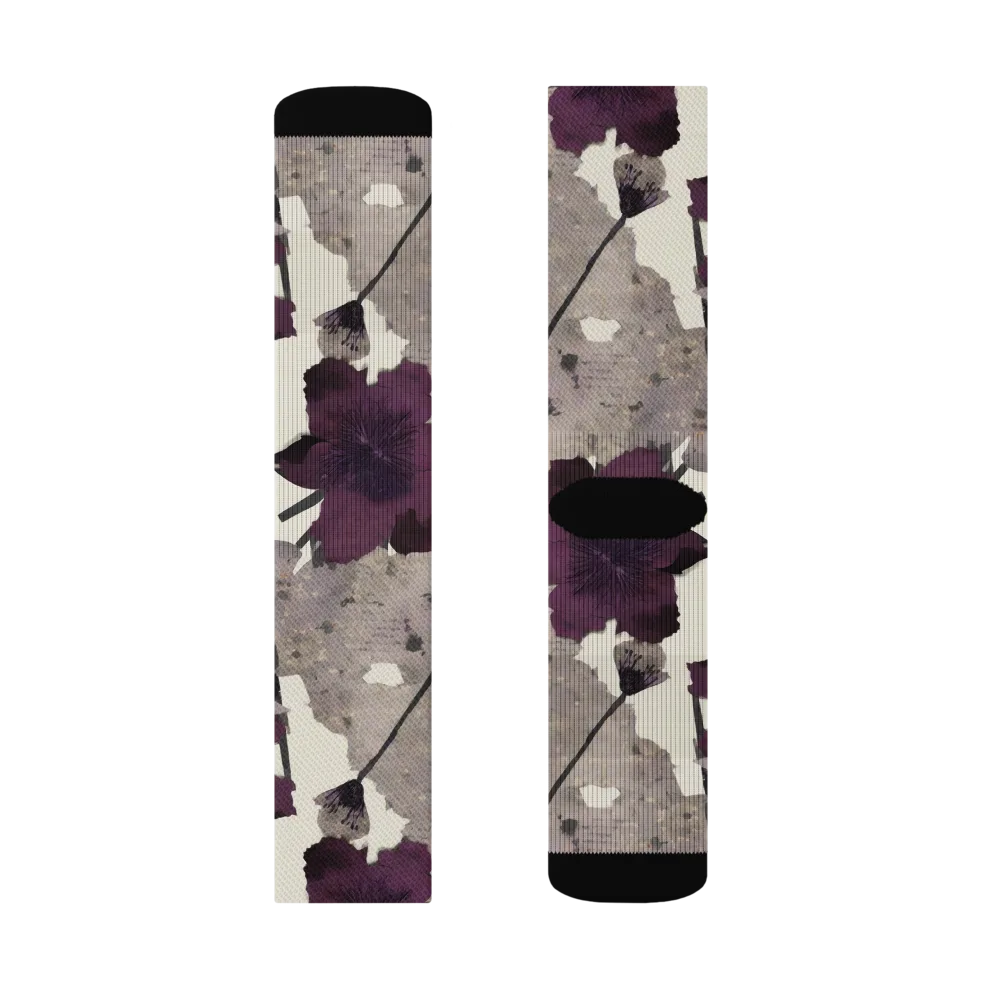 Midnight Clematis on Socks — Right Sock