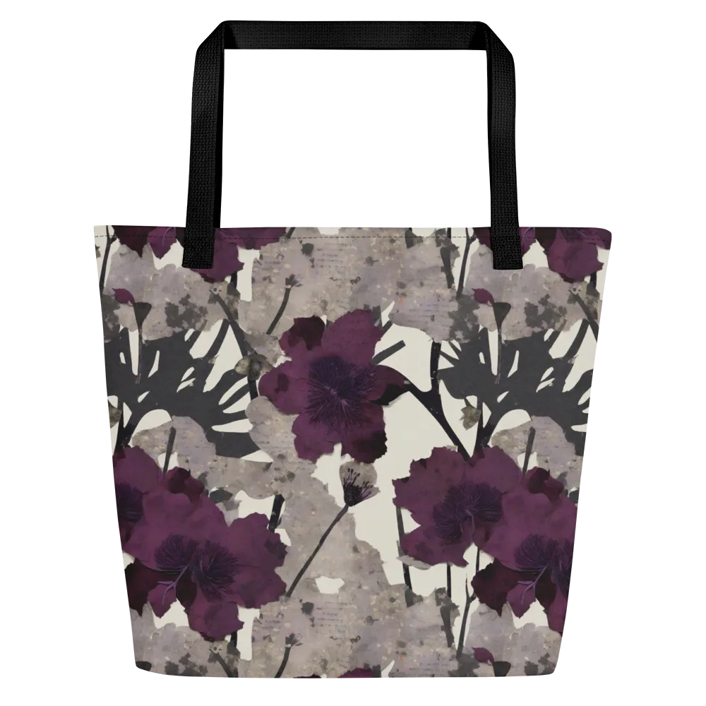 Midnight Clematis on Large Tote Bag W/ Pocket — Front