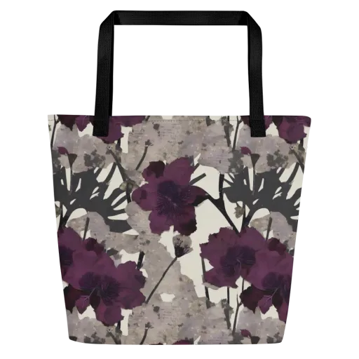 Midnight Clematis on a Large Tote Bag W/ Pocket