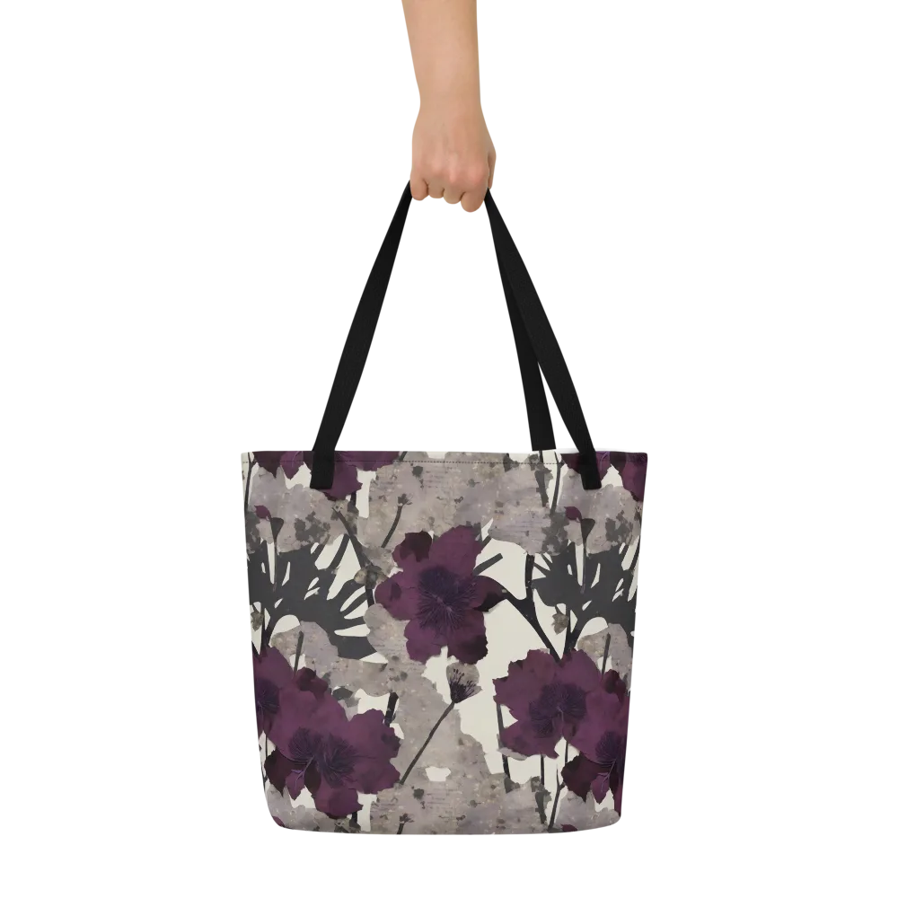 Midnight Clematis on Large Tote Bag W/ Pocket — Front
