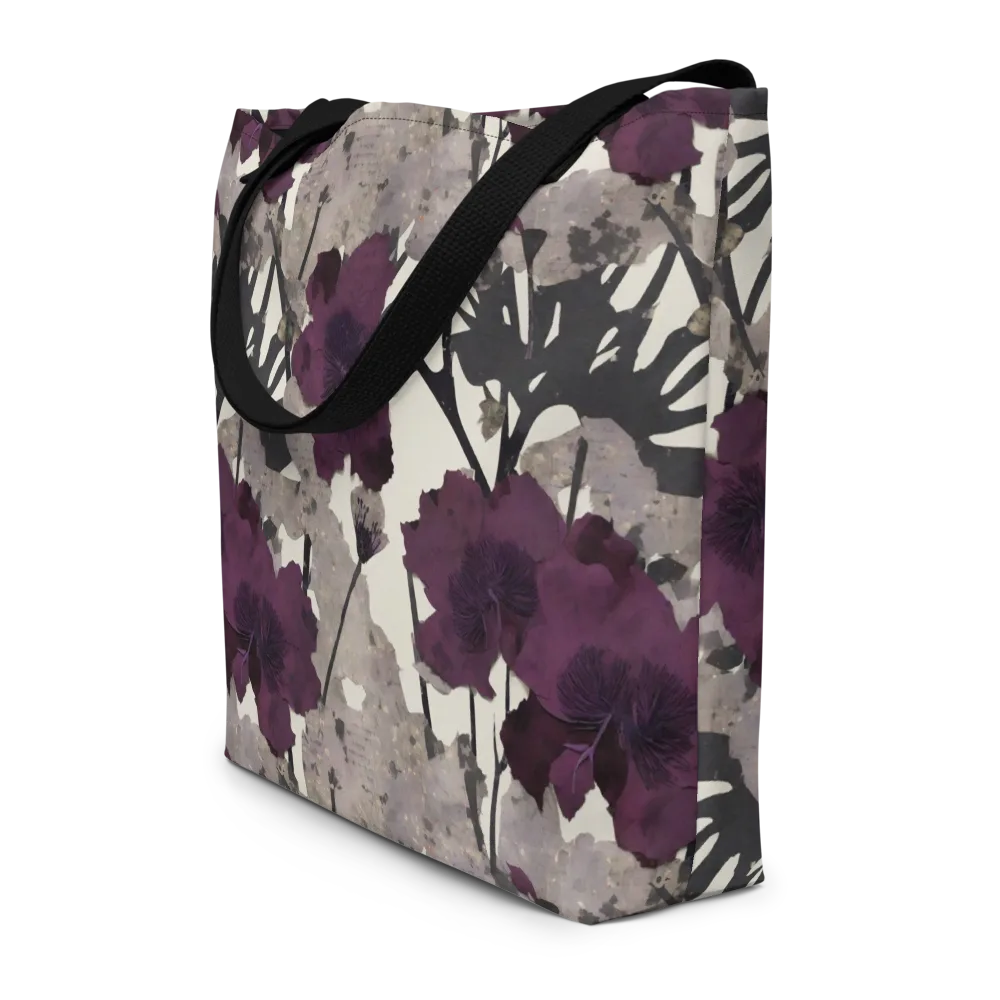 Midnight Clematis on Large Tote Bag W/ Pocket — Front