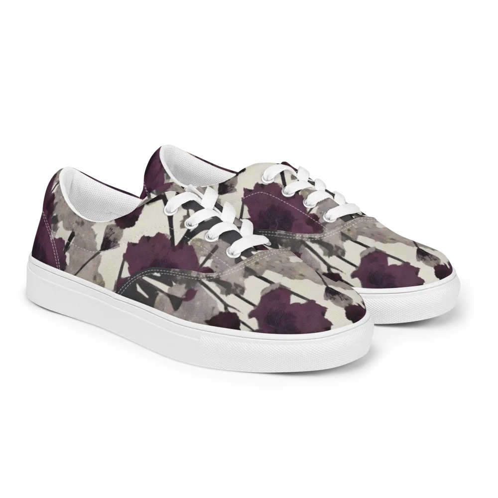 Midnight Clematis on Men's Lace-Up Canvas Shoes — Right Front