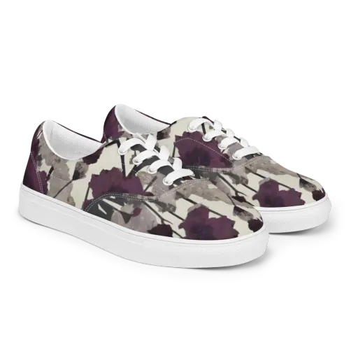 Midnight Clematis on a Men's Lace-Up Canvas Shoes