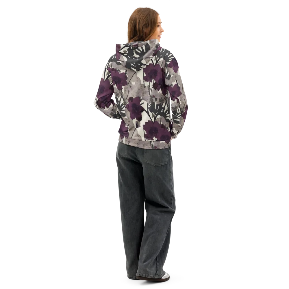 Midnight Clematis on Cotton Hoodie — Back