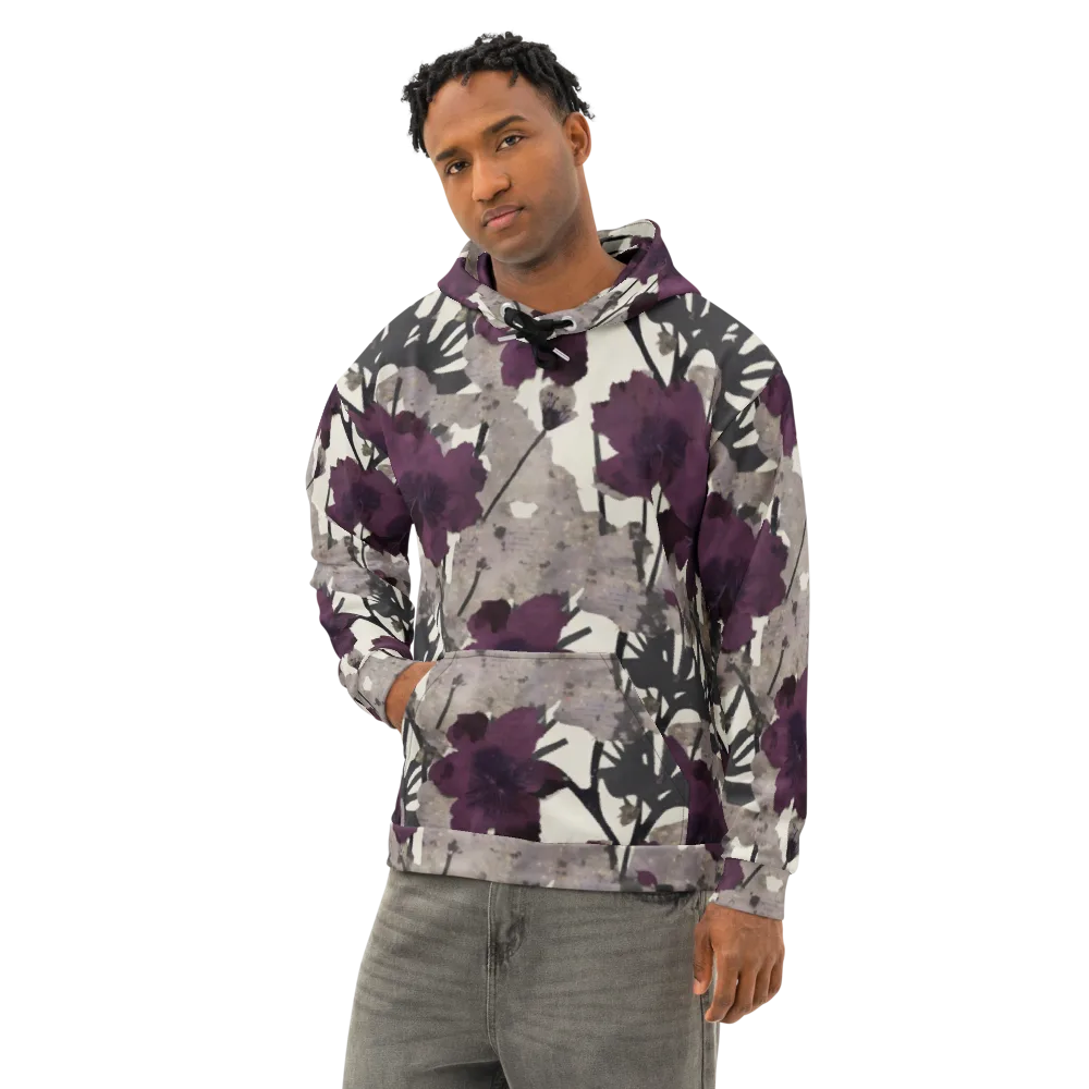 Midnight Clematis on Cotton Hoodie — Left Front