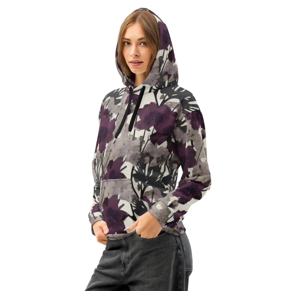 Midnight Clematis on Cotton Hoodie — Left Front