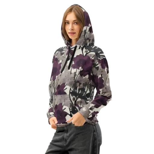 Midnight Clematis on a Cotton Hoodie