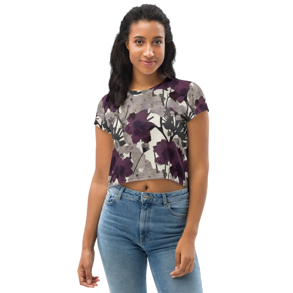 Midnight Clematis on Crop Tee — Front