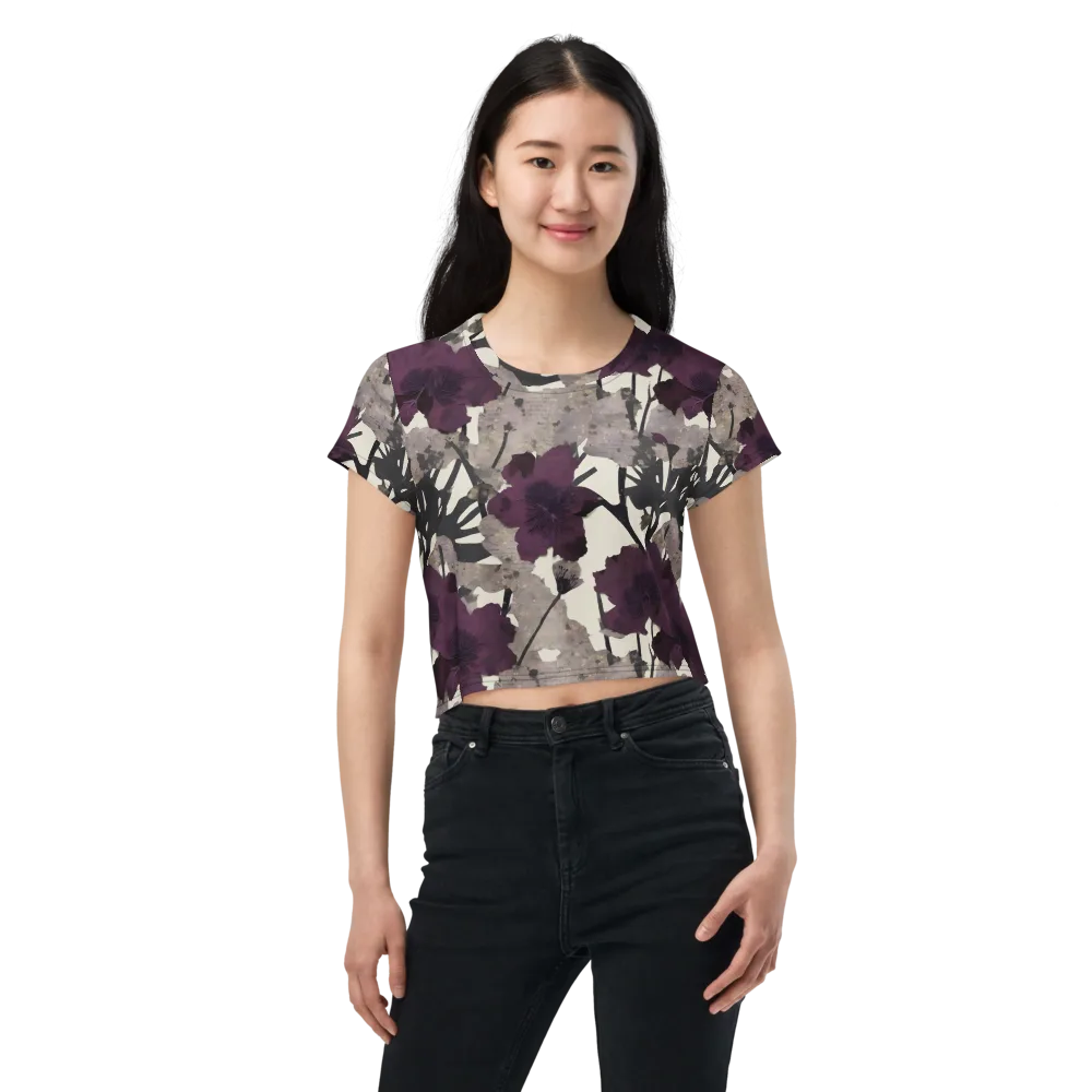 Midnight Clematis on Crop Tee — Front