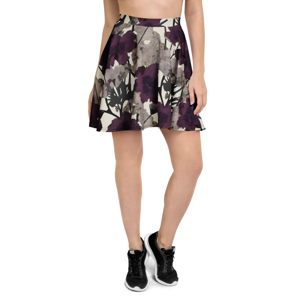 Midnight Clematis on Skater Skirt — Front