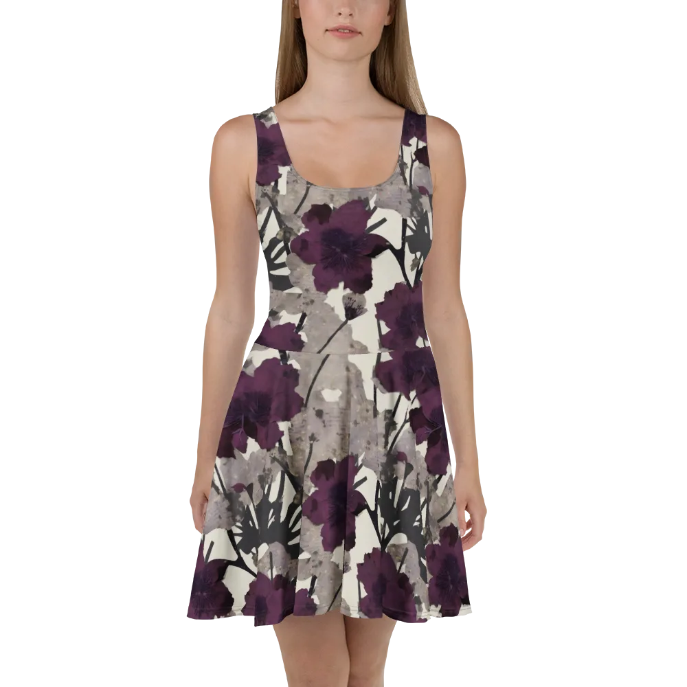 Midnight Clematis on Skater Dress — Front