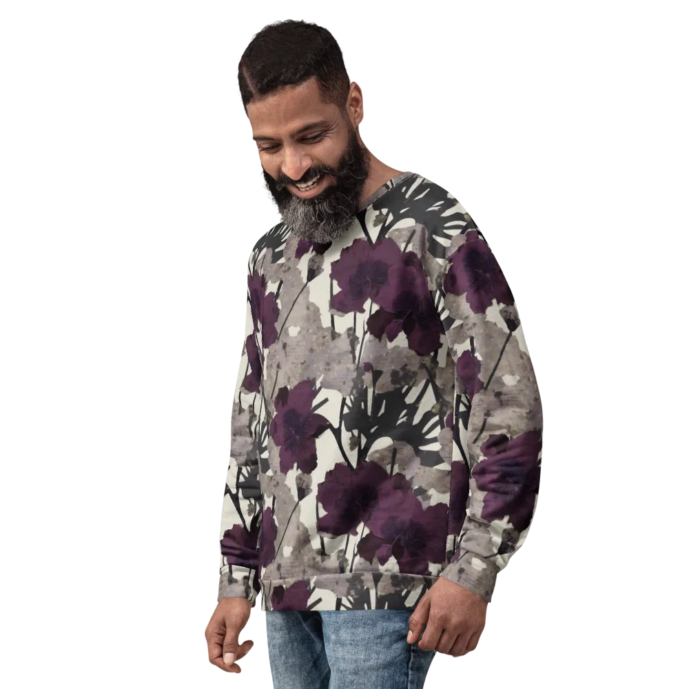 Midnight Clematis on Sweatshirt — Left Front
