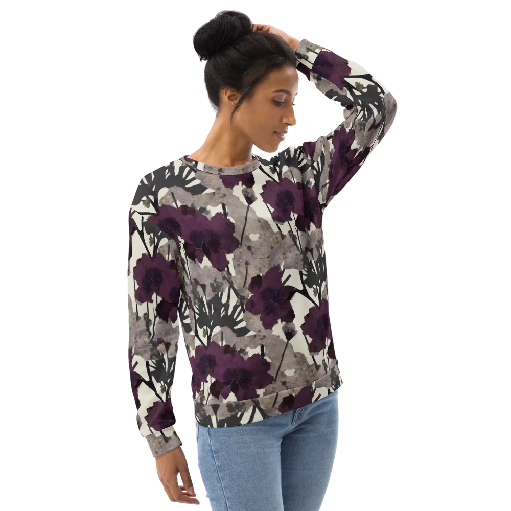Midnight Clematis on Sweatshirt — Right Front