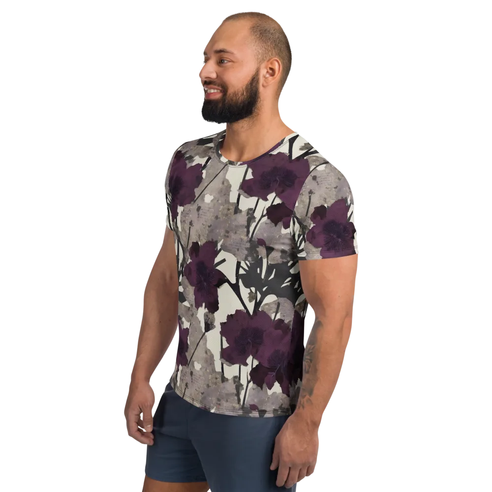 Midnight Clematis on Men's Athletic T-Shirt — Left