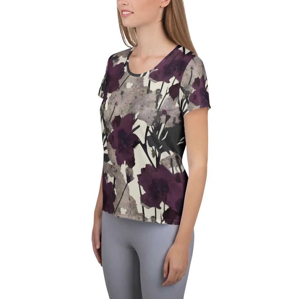 Midnight Clematis on Women's Athletic T-Shirt — Left