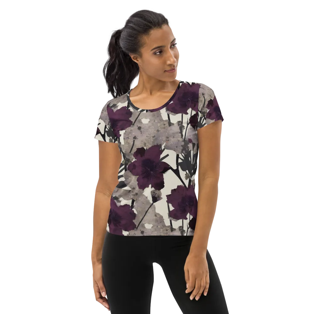 Midnight Clematis on Women's Athletic T-Shirt — Front