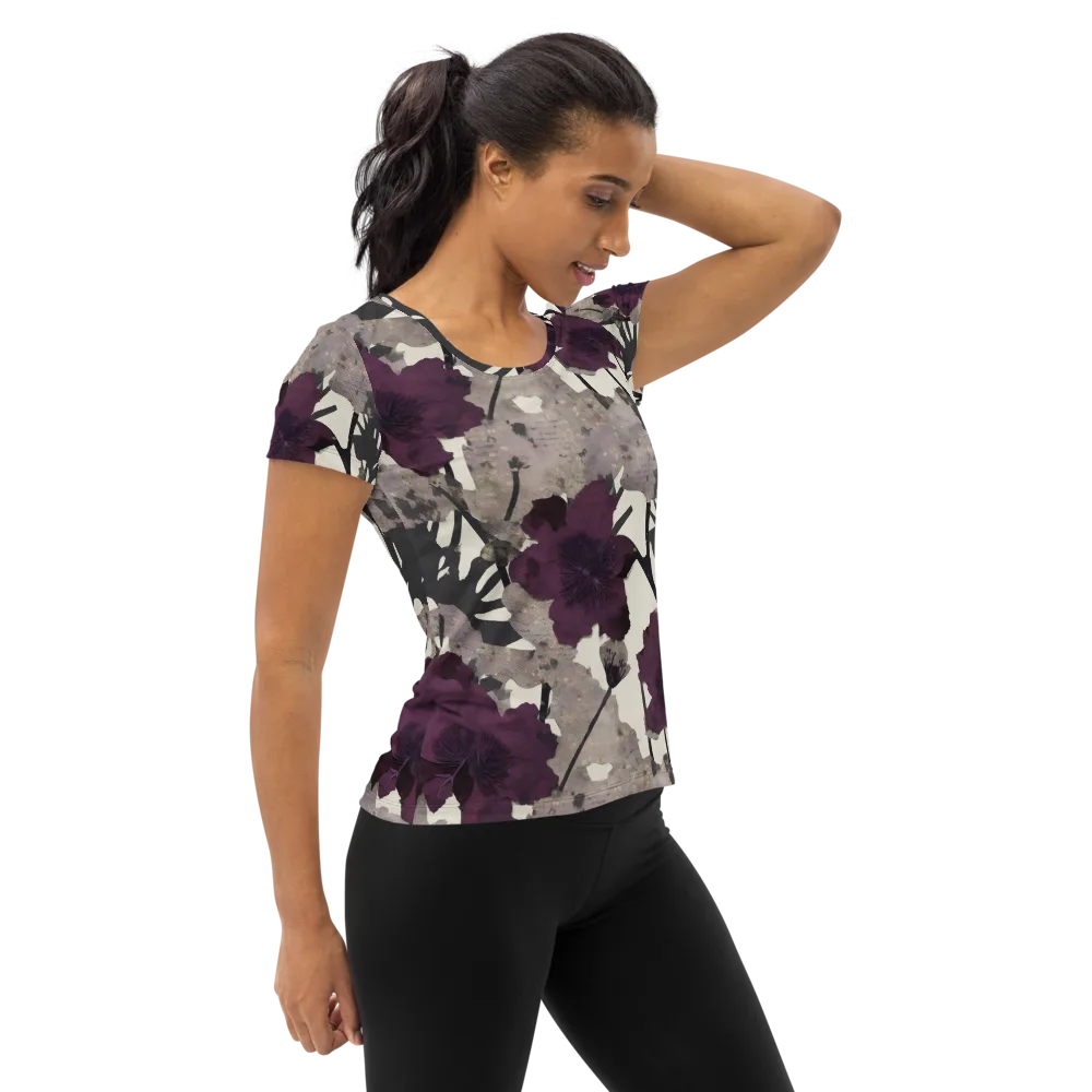 Midnight Clematis on Women's Athletic T-Shirt — Right