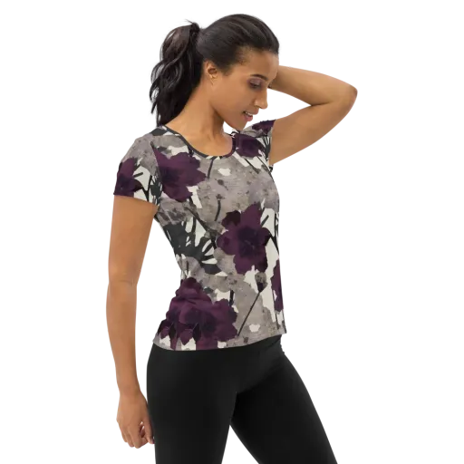 Midnight Clematis on a Women's Athletic T-Shirt