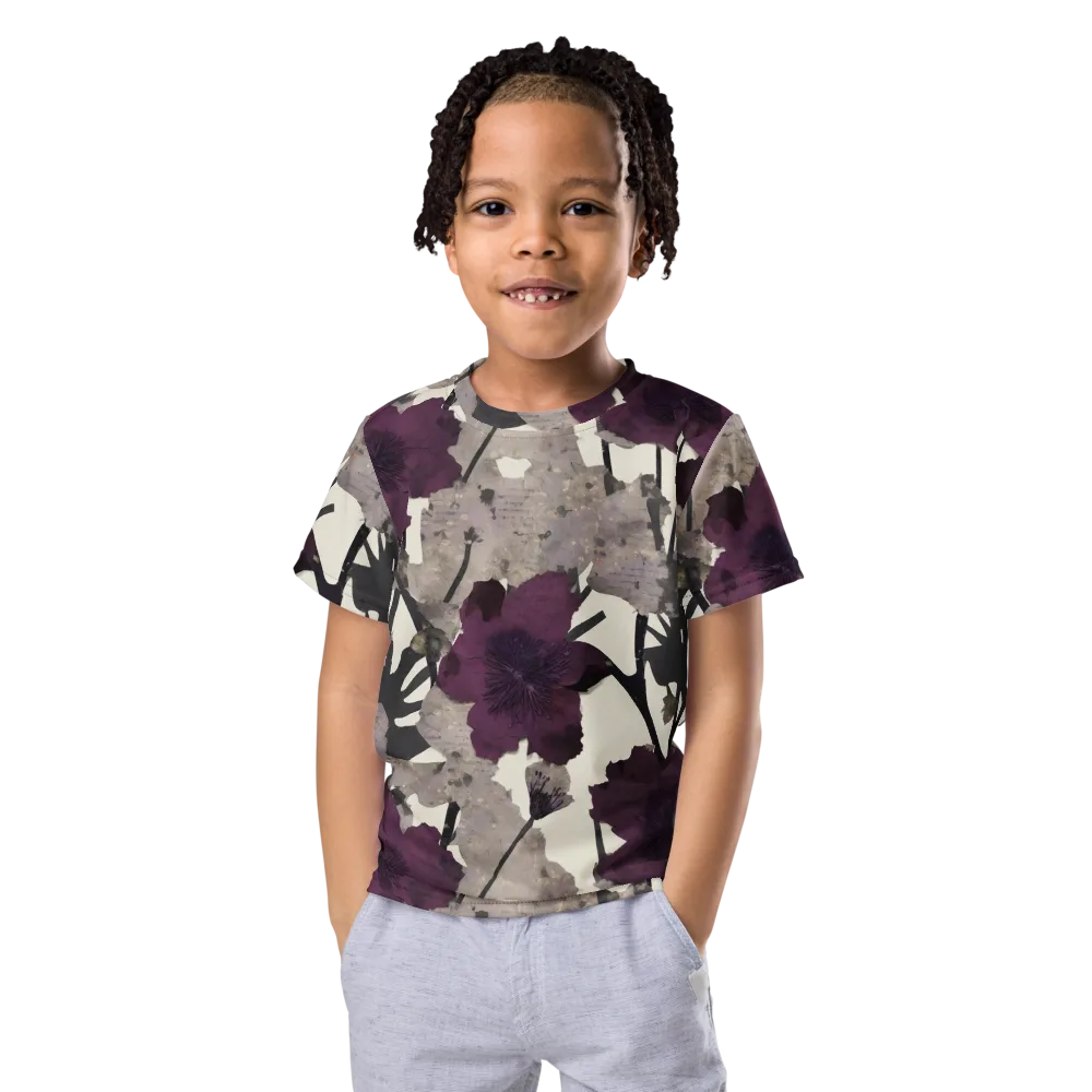 Midnight Clematis on Kids Crew Neck T-Shirt — Front