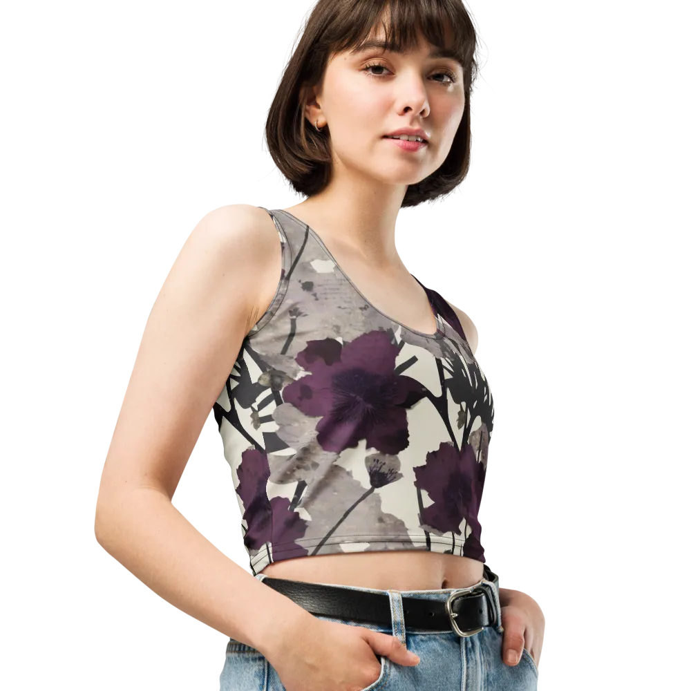 Midnight Clematis on Crop Top — Right Front