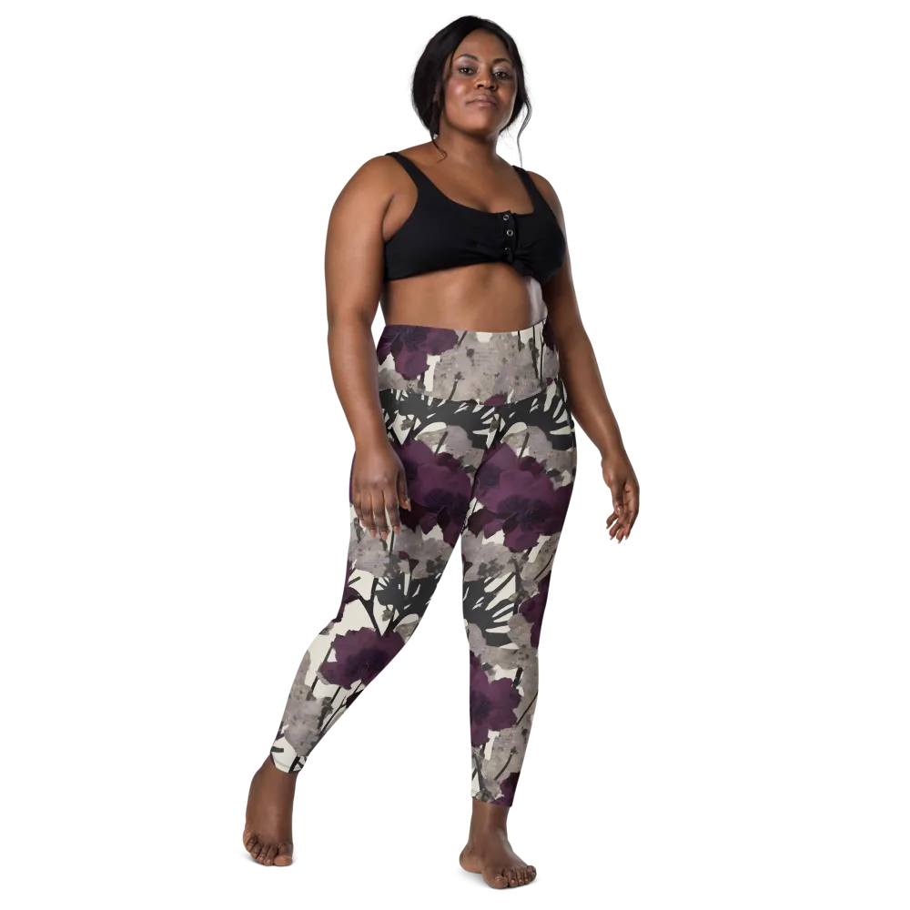 Midnight Clematis on Leggings with Pockets — Front