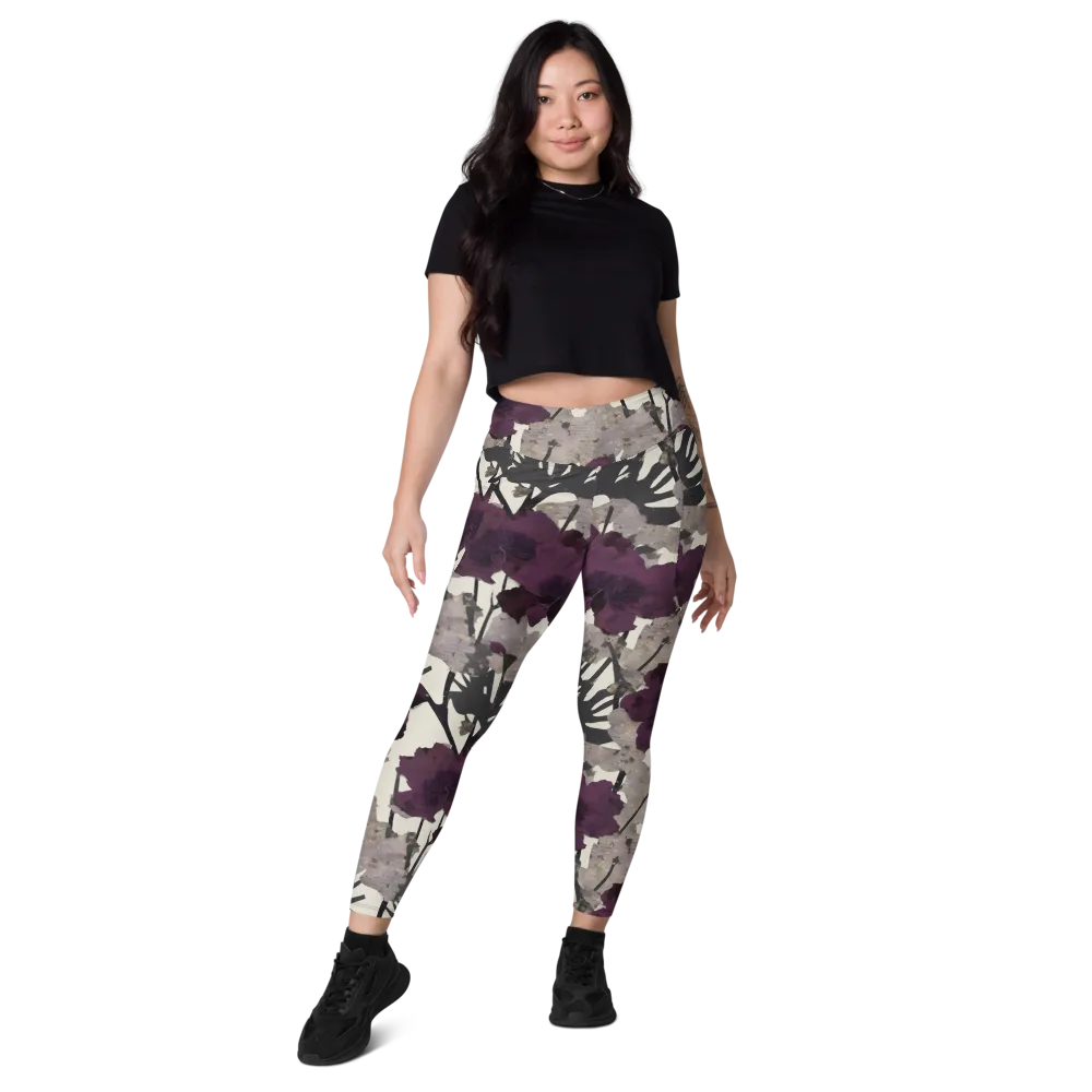 Midnight Clematis on Leggings with Pockets — Front